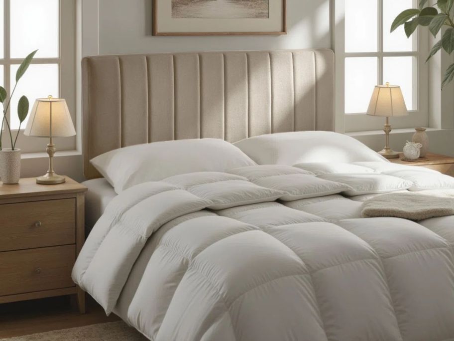 Wade Logan Chastelyne Upholstered Easy Assemble Wall Mounted King Headboard