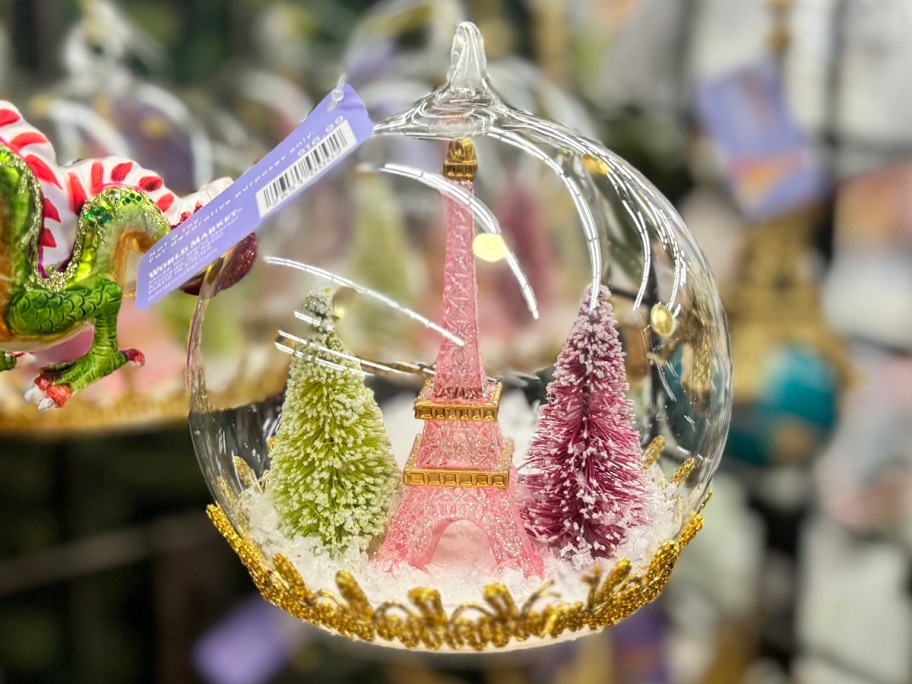 World Market Glass Cloche Eiffel Tower Ornament