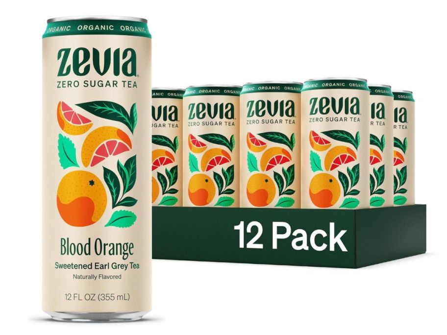 stock image of Zevia Zero Sugar Tea, Earl Grey Tea Blood Orange