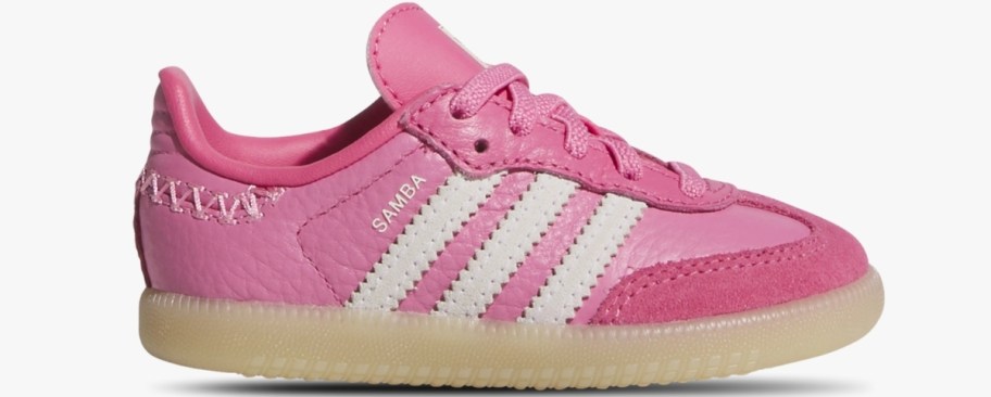 a girls pink leather sneaker