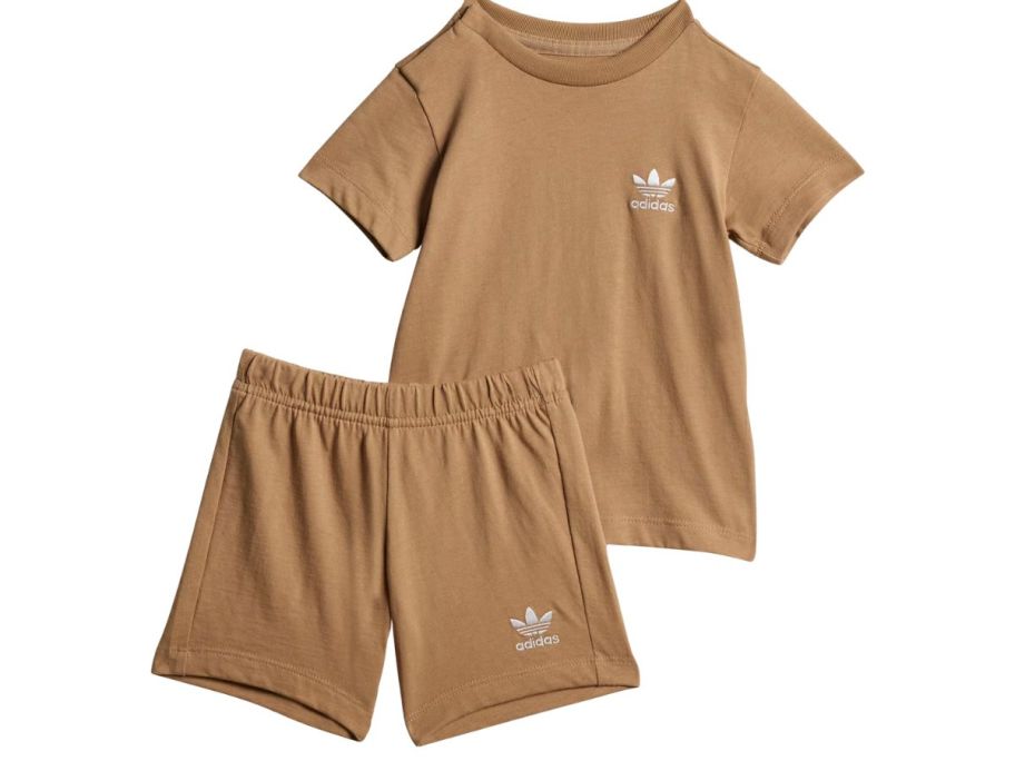 adidas kid's brown shorts and brown tee