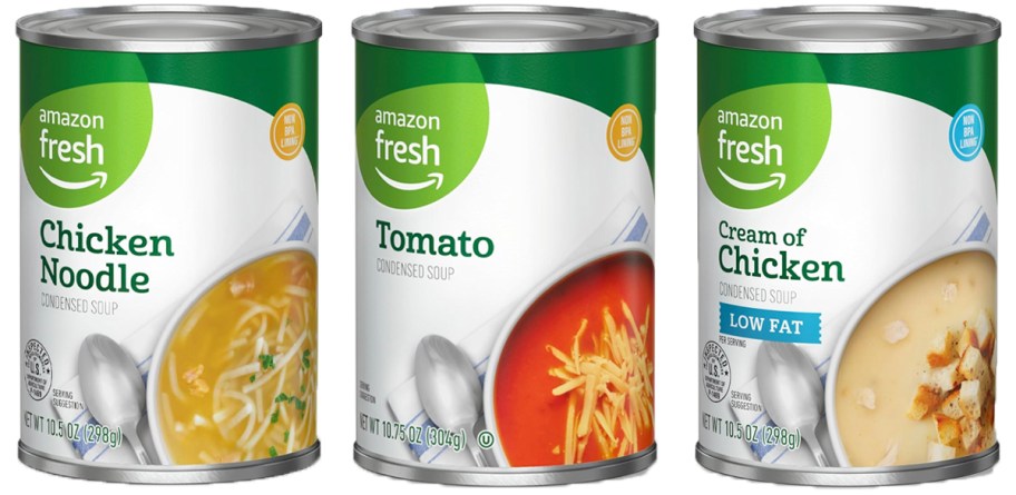 amazon fresh chicken, tomato, and mushroom soup cans 