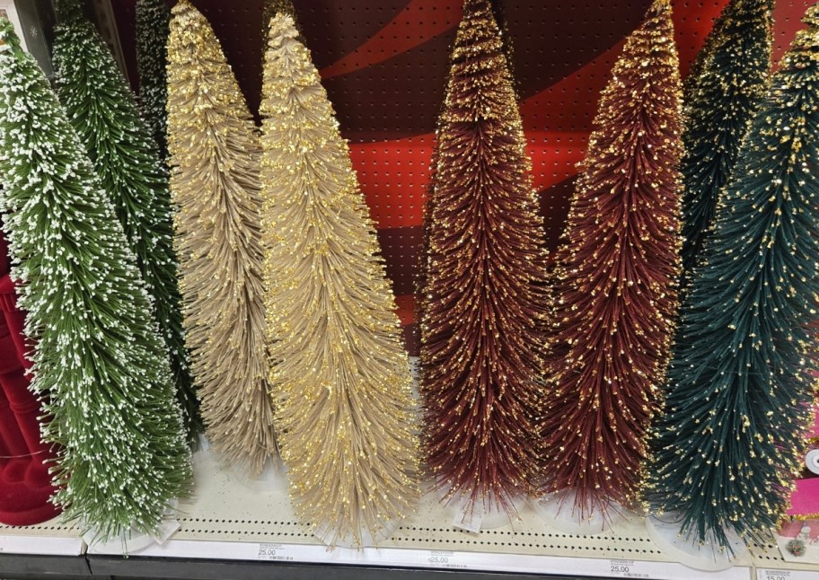 bottle brush trees in various colors