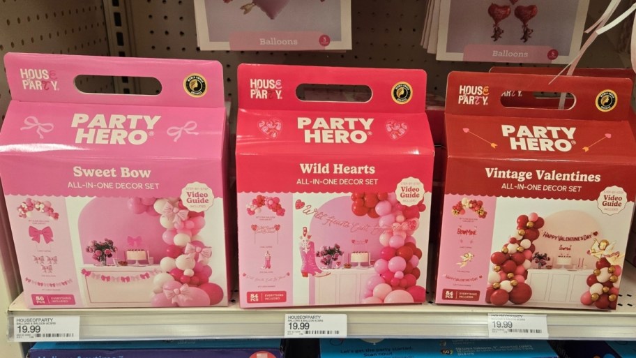 balloon kits on a store shelf
