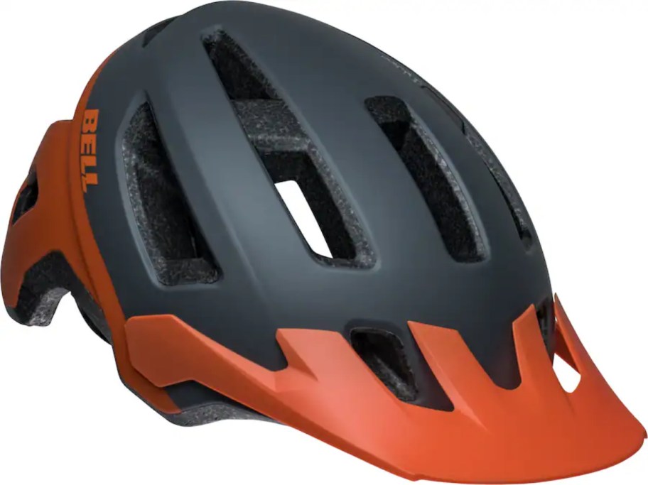 black and orange bike helmet