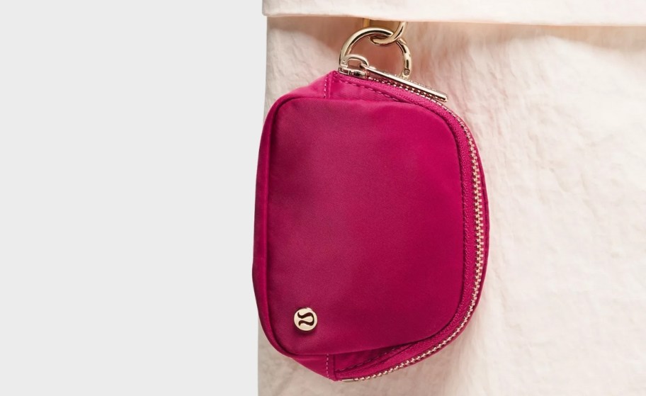 nano belt bag clipped to a waistband