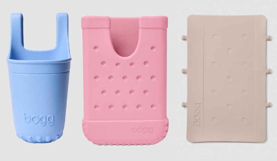 blue pink and tan bogg bag accessories