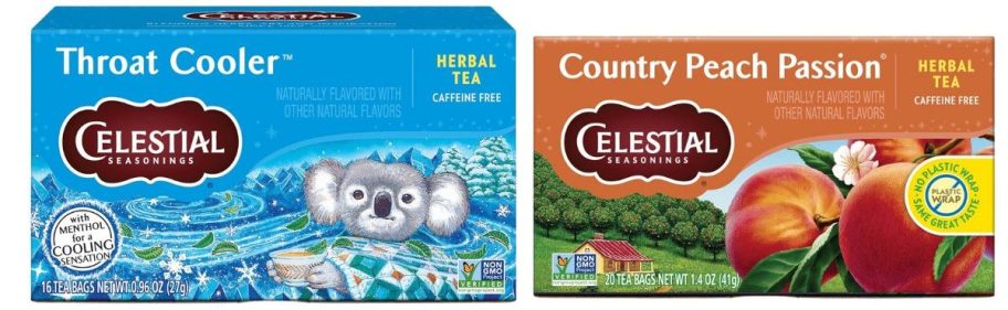 two celestial seasonings tea boxes