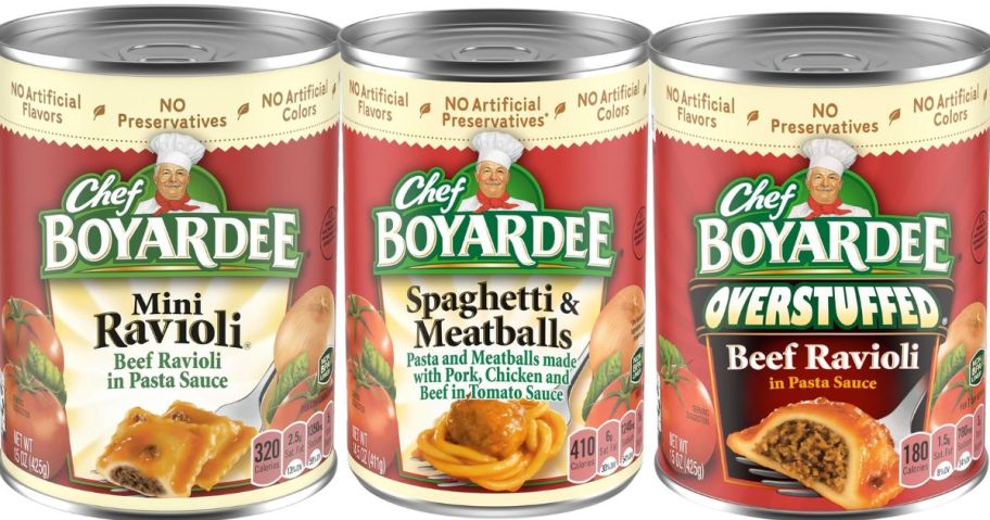 three chef boyardee cans