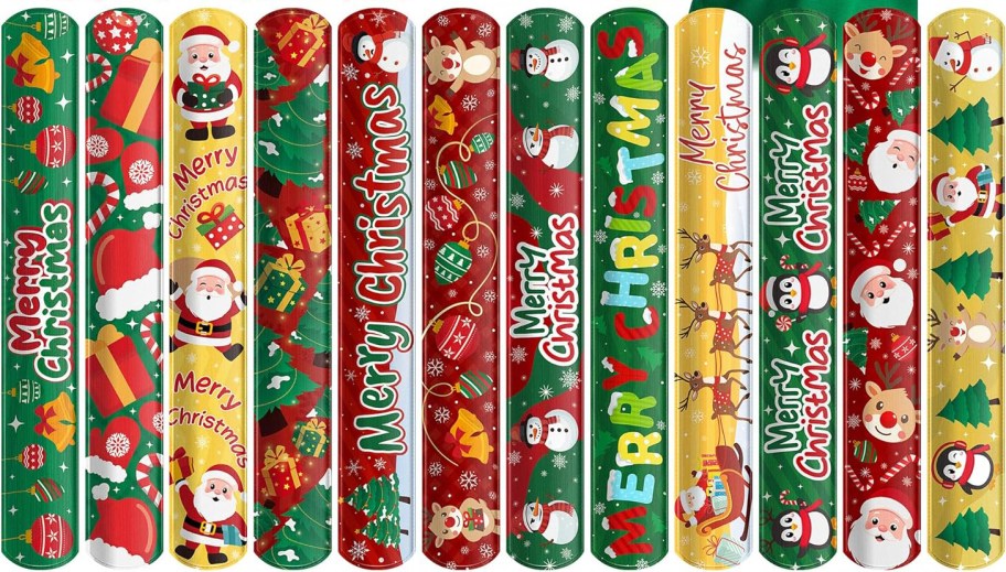 christmas slap bracelets set