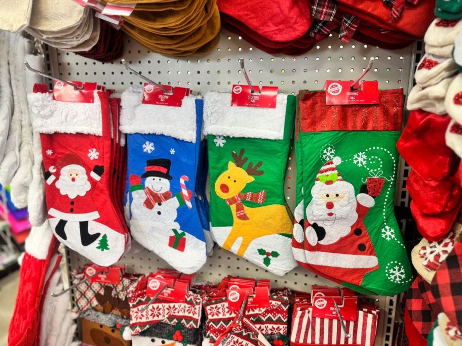 Christmas stockings at Dollar Tree.