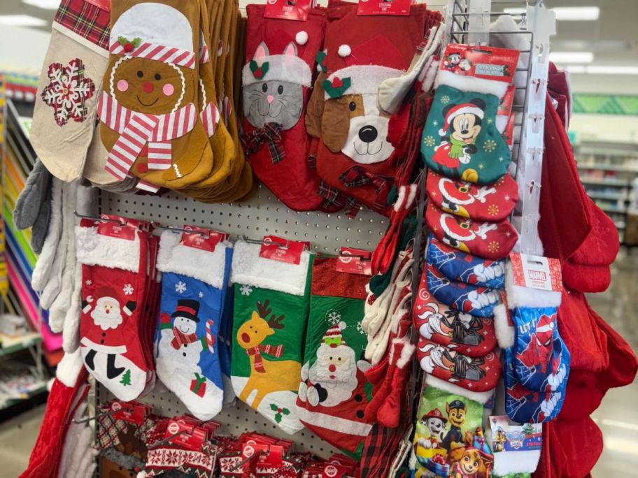 Christmas stockings at Dollar Tree.
