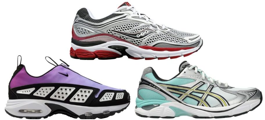 nike, saucony, and asics shoes