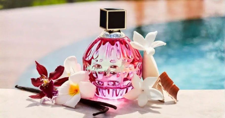 Rose Passion Jimmy Choo bottle poolside