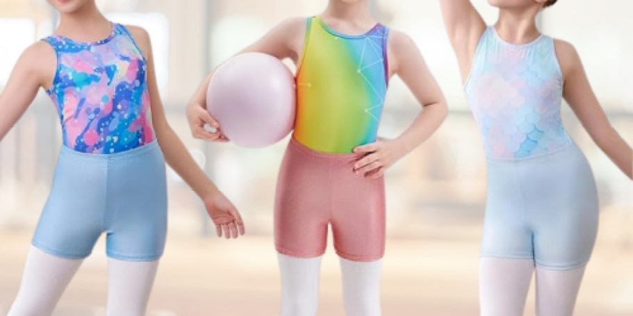 Girls 3-Piece Leotard Sets Just $9.99 on Amazon (Includes Shorts & Scrunchie)