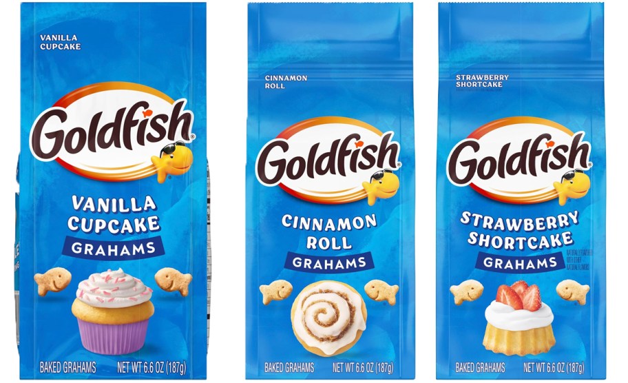 three bags of goldfish graham crackers 