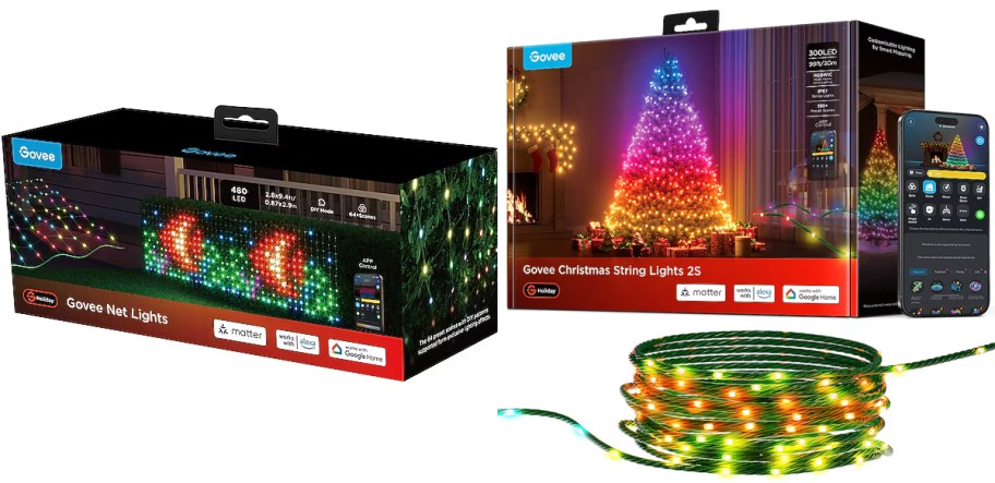 govee net and christmas tree lights boxes 