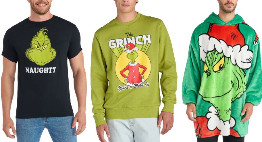 Three grinch sweaters for men