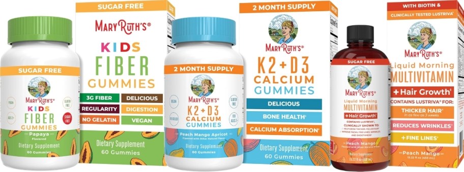 kids fiber gummies, omega-3 gummies and liquid multimineral