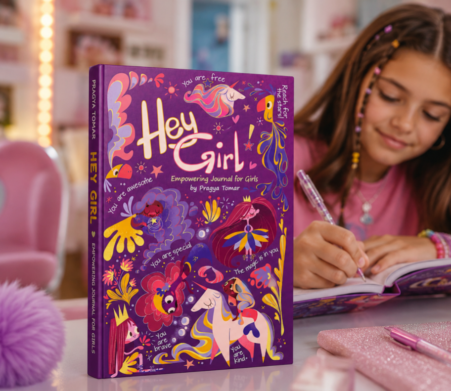 hey girl empowered journal in girls room on desk
