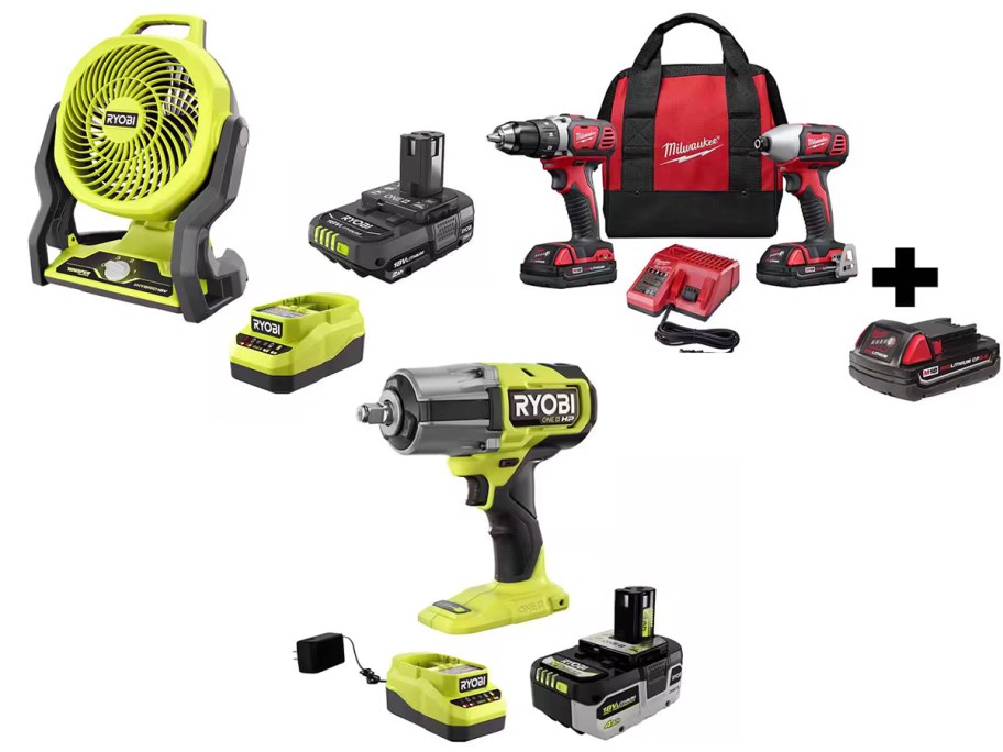 ryobi and milwaukee power tools 