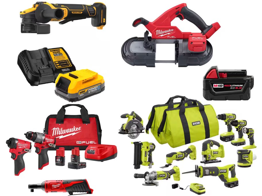 dewalt, milwaukee, and ryboi power tools 