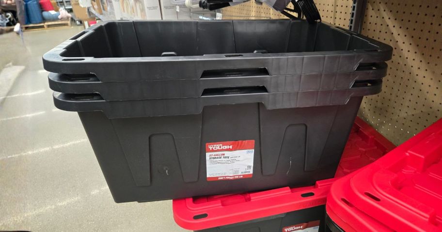 Hyper Tough 27-Gallon Storage Bins in store