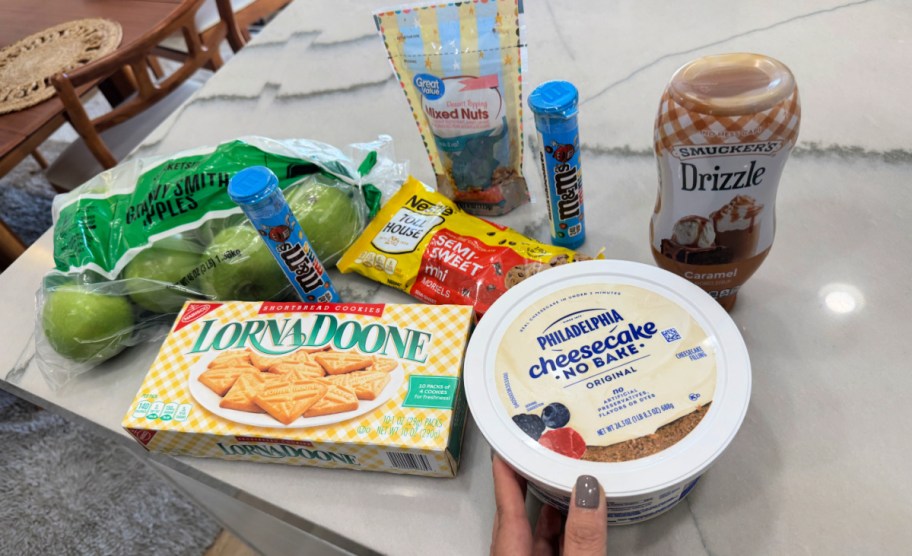 ingredients to make caramel apple dip