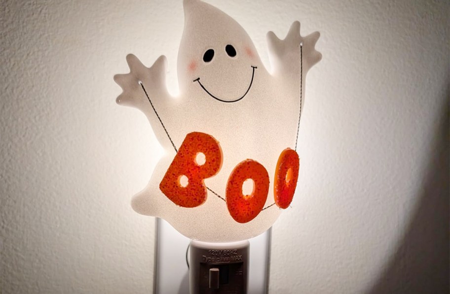 boo ghost night light on wall 