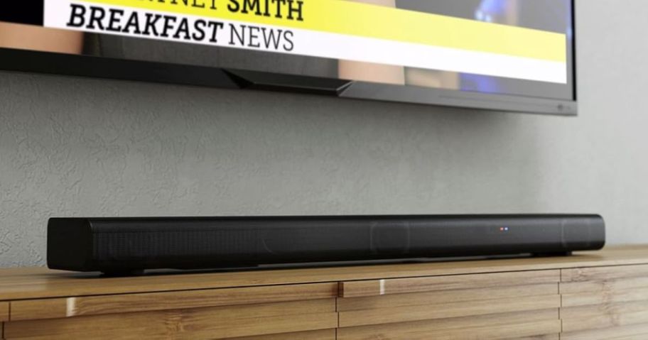 JBL Cinema Soundbar on tv stand