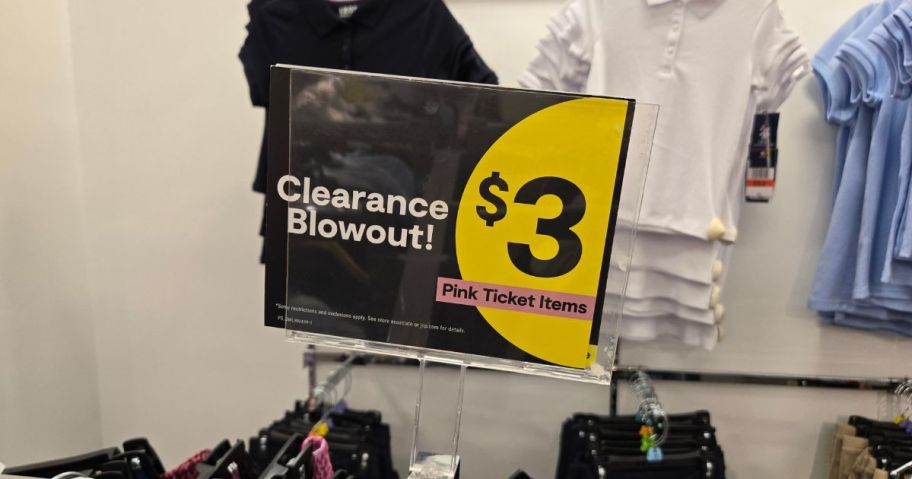 jcpenney $3 clearance blowout sign in store