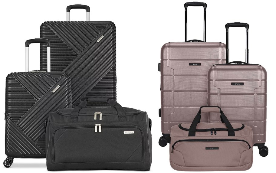 black and purple luggage sets 