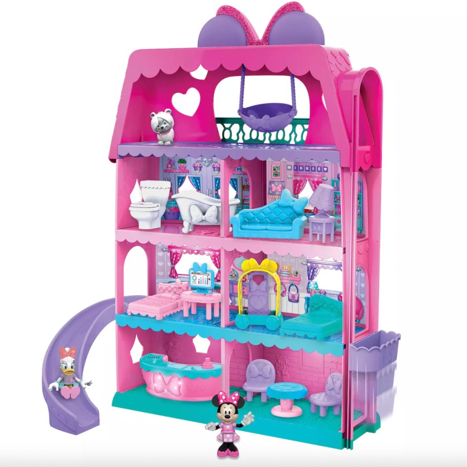 minnie mouse pink hotel playset
