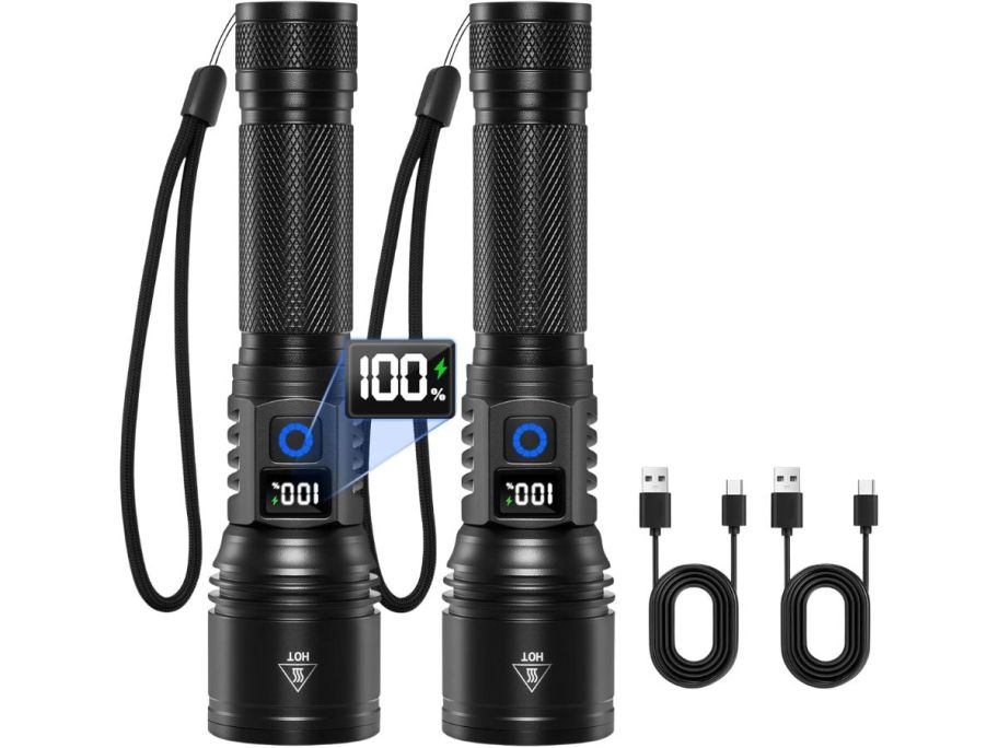 two led flashlights and cords