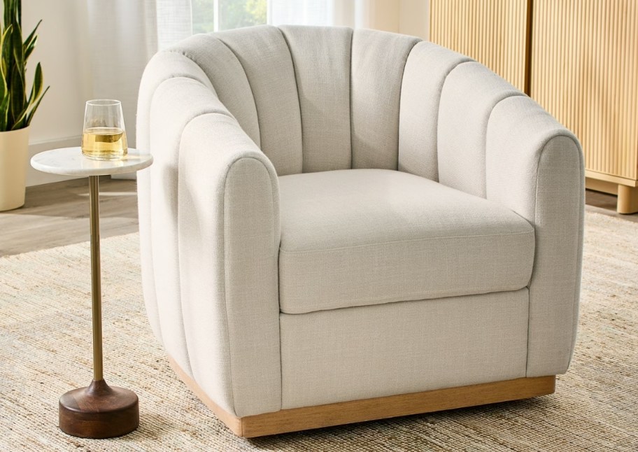 white club style swivel chair