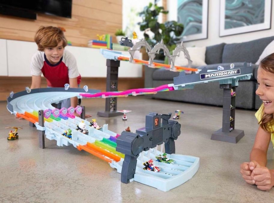 the mario kart raimbow road racing set