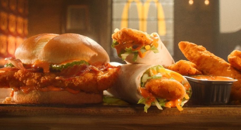 chicken burger, wrap and tenders with mcdonalds Buffalo Ranch Sauce