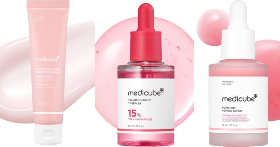 three bottles of medicube serums