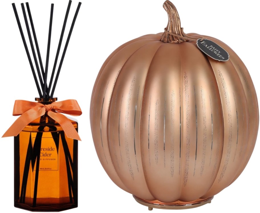 reed diffuser and shimmer pumpkin