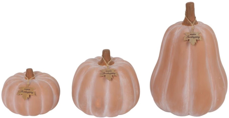 3 terracotta pumpkins