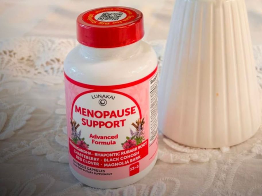 Lunakai Menopause Support 60-Count bottle on table