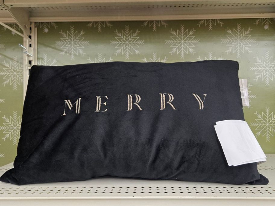 Merry Lumbar Pillow on shelf in store