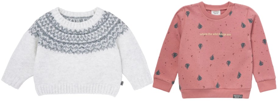 white and pink baby sweaters 