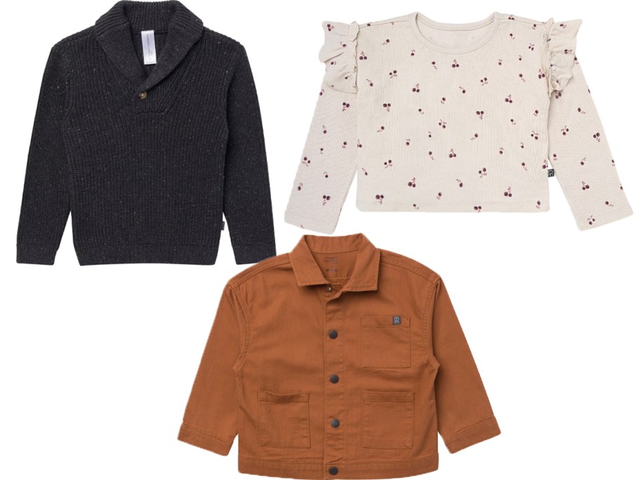 black, white and tan shirts 