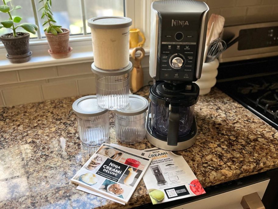 ninja deluxe displayed on the kitchen counter