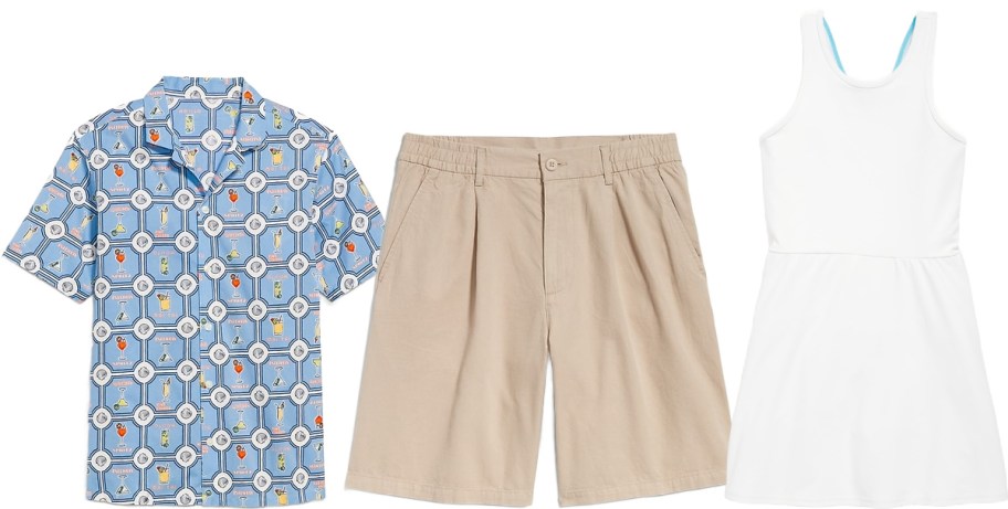 A shirt, shorts and dress from Old Navy.