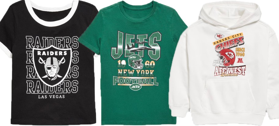 nfl black, and green tee and white hoodies 