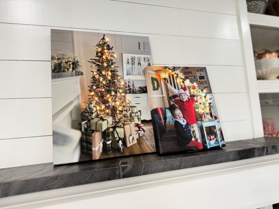 pair of light up christmas photo canvas