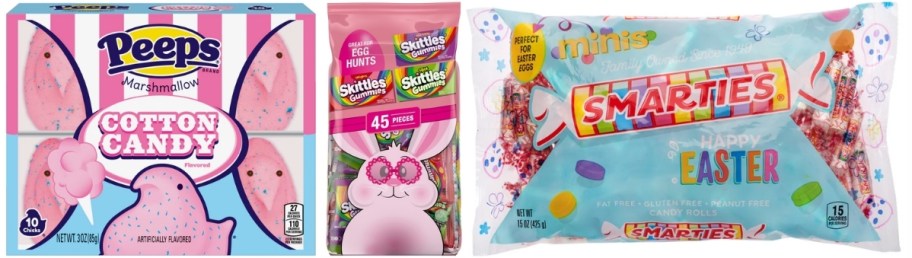 peeps, skittles, and smarties easter candies