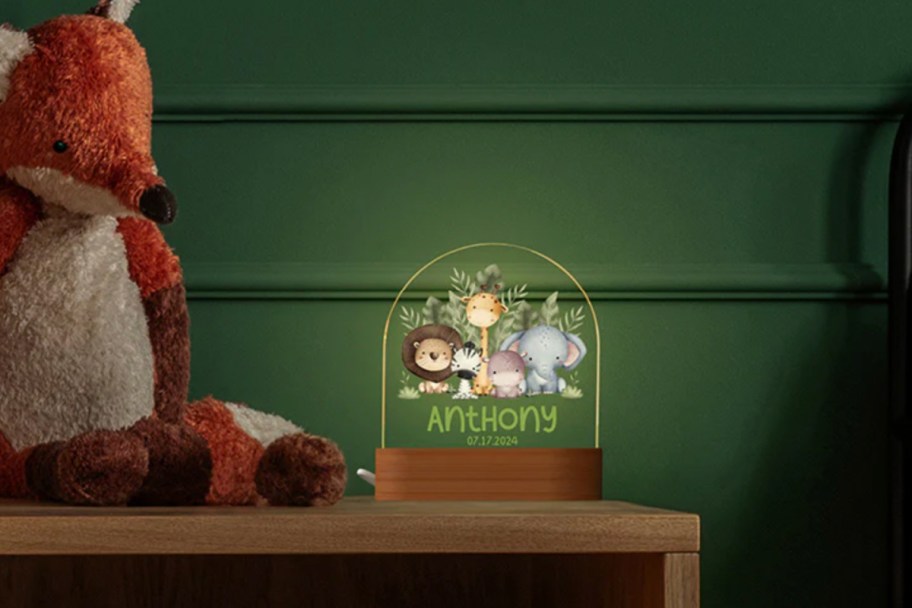 jungle animal nightlight with kids name on it